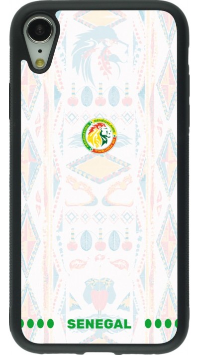 Coque iPhone XR - Silicone rigide noir Maillot de football Sénégal 2026 personnalisable
