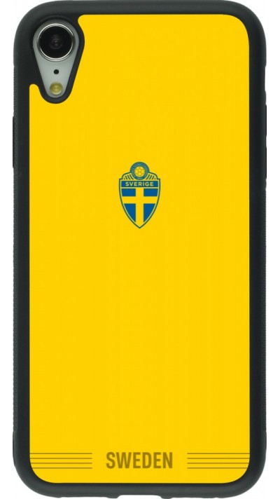 Coque iPhone XR - Silicone rigide noir Maillot de football Suède 2026 personnalisable