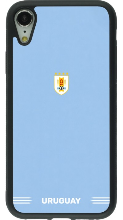 Coque iPhone XR - Silicone rigide noir Maillot de football Uruguay 2026 personnalisable