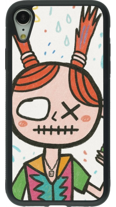 iPhone XR Case Hülle - Silikon schwarz Little Girl Sketch