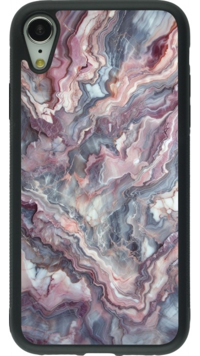 iPhone XR Case Hülle - Silikon schwarz Violetter silberner Marmor