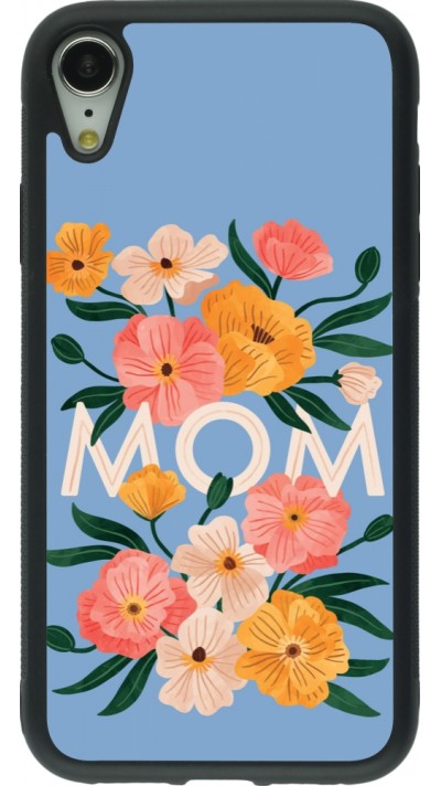 Coque iPhone XR - Silicone rigide noir Mom 2026 Flowers