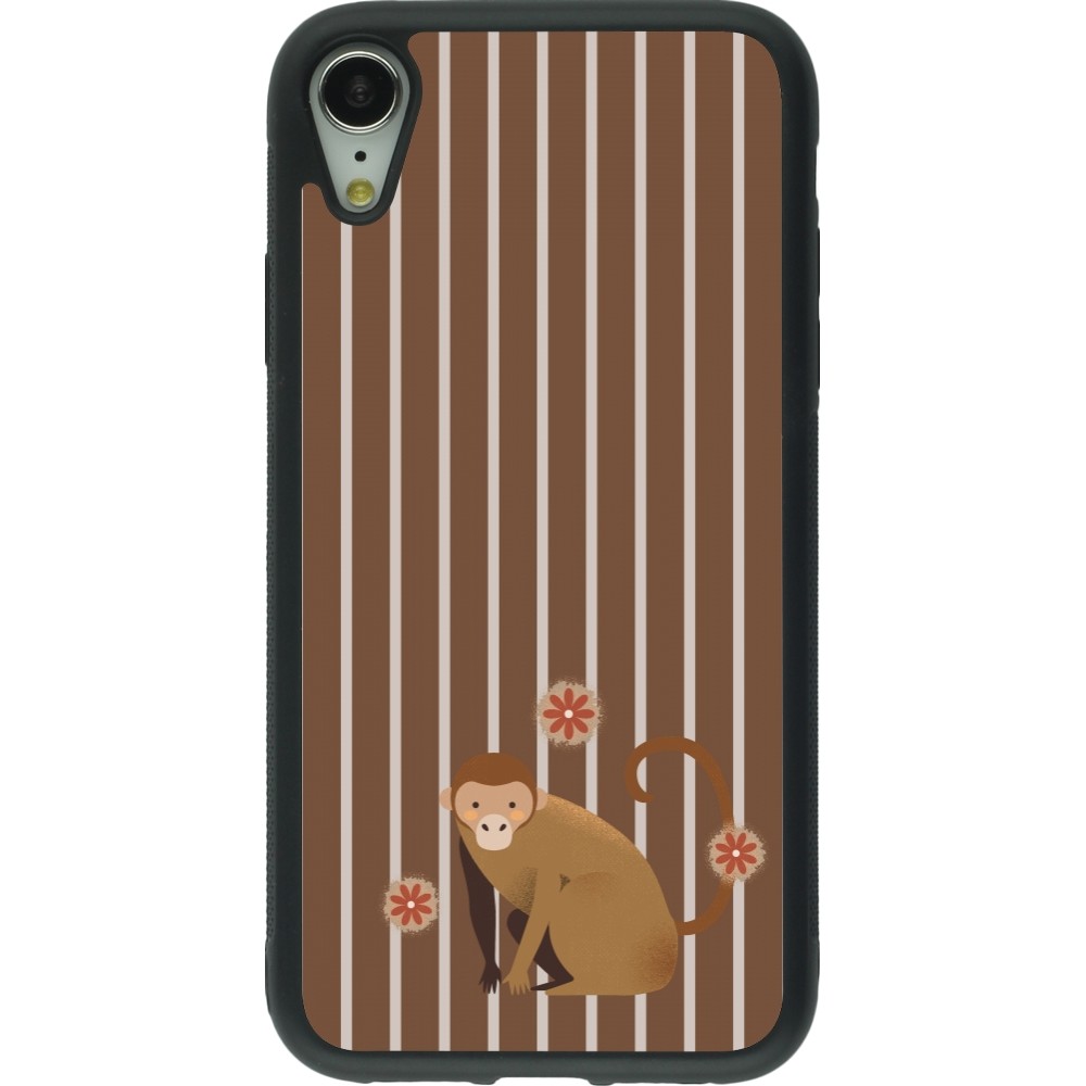 iPhone XR Case Hülle - Silikon schwarz Monkey with stripes