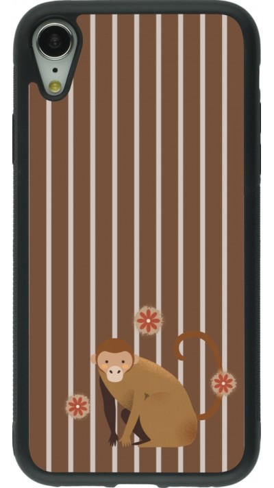 iPhone XR Case Hülle - Silikon schwarz Monkey with stripes