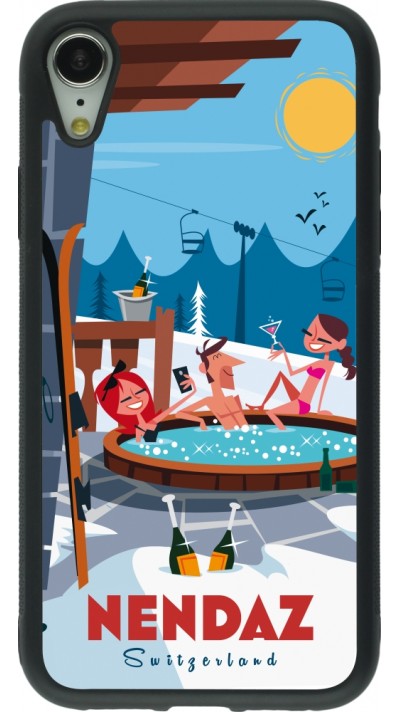 iPhone XR Case Hülle - Silikon schwarz Nendaz Mountain Jacuzzi
