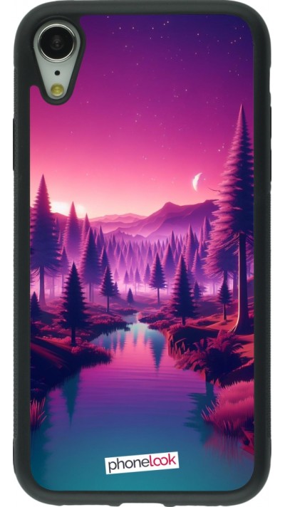iPhone XR Case Hülle - Silikon schwarz Lila-rosa Landschaft