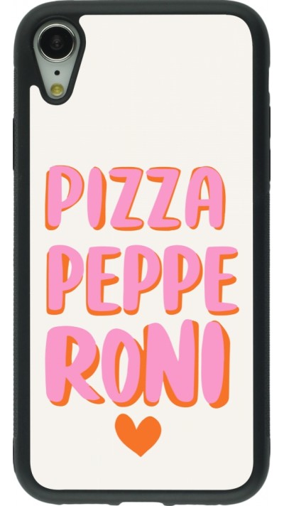 Coque iPhone XR - Silicone rigide noir Pizza pepperoni 2026