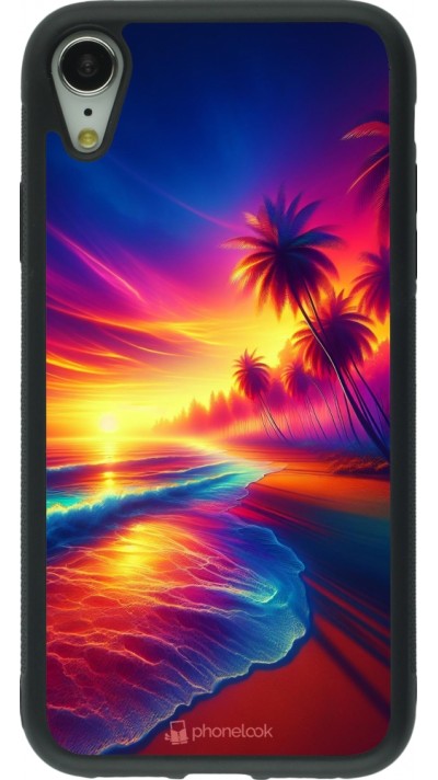 iPhone XR Case Hülle - Silikon schwarz Strand Sonnenuntergang auffällig