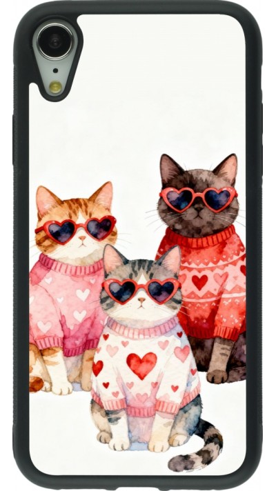 Coque iPhone XR - Silicone rigide noir Saint Valentines Day 26 Cat Love