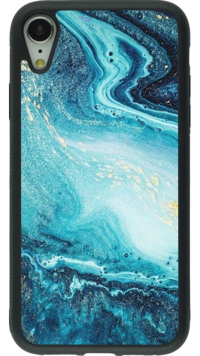 Coque iPhone XR - Silicone rigide noir Sea Foam Blue