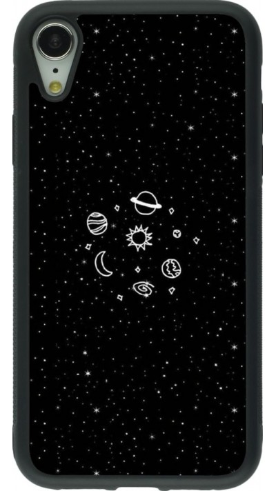 Coque iPhone XR - Silicone rigide noir Space Doodle