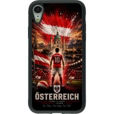 Coque iPhone XR - Silicone rigide noir Football Autriche splash 2026