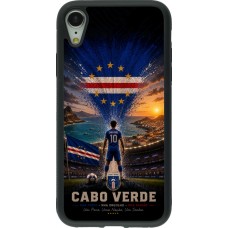 Coque iPhone XR - Silicone rigide noir Football Cap-Vert splash 2026