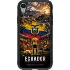 Coque iPhone XR - Silicone rigide noir Football Équateur splash 2026