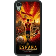 Coque iPhone XR - Silicone rigide noir Football Espagne splash 2026
