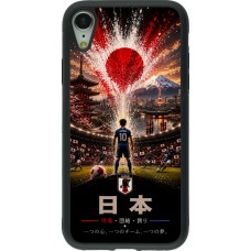 Coque iPhone XR - Silicone rigide noir Football Japon splash 2026