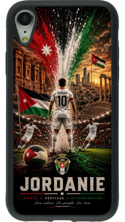 Coque iPhone XR - Silicone rigide noir Football Jordanie splash 2026