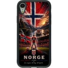 Coque iPhone XR - Silicone rigide noir Football Norvège splash 2026