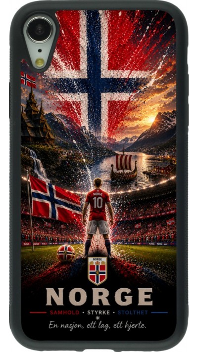 Coque iPhone XR - Silicone rigide noir Football Norvège splash 2026