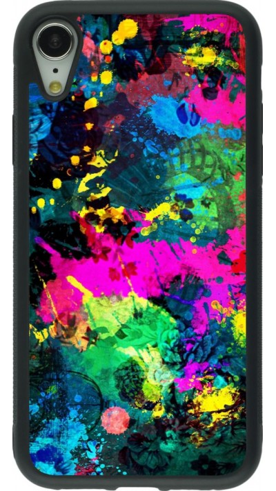 Coque iPhone XR - Silicone rigide noir splash paint