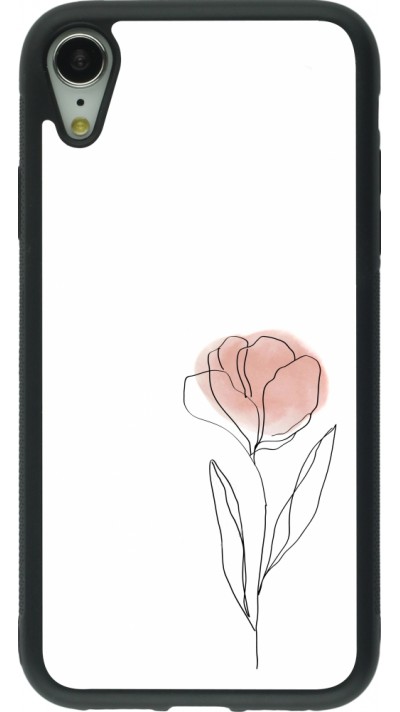Coque iPhone XR - Silicone rigide noir Spring 23 minimalist flower