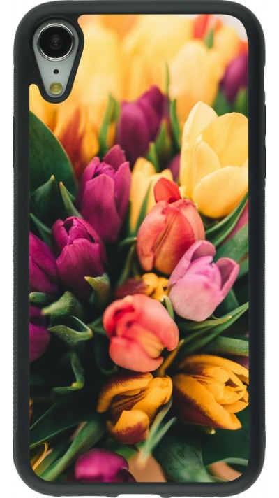 Coque iPhone XR - Silicone rigide noir Bouquet of tulips 2026