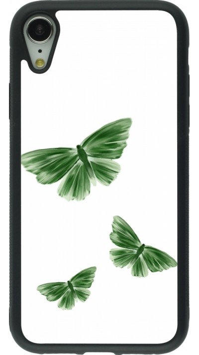 Coque iPhone XR - Silicone rigide noir Butterflies 2026