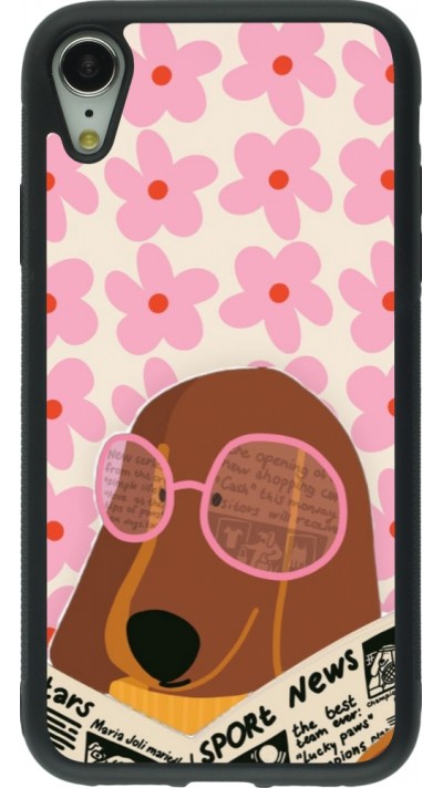 Coque iPhone XR - Silicone rigide noir Dog with newspaper 2026