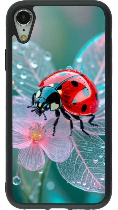 Coque iPhone XR - Silicone rigide noir Ladybird in bloom 2026