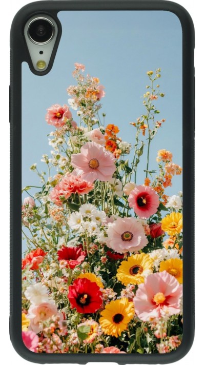 Coque iPhone XR - Silicone rigide noir Spring flowers 2026