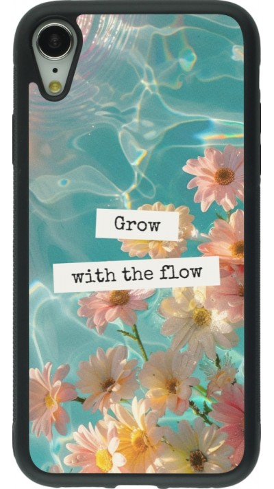 Coque iPhone XR - Silicone rigide noir Summer 2025 Grow with the flow