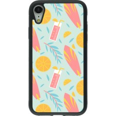 Coque iPhone XR - Silicone rigide noir Summer 2025 Pattern citron