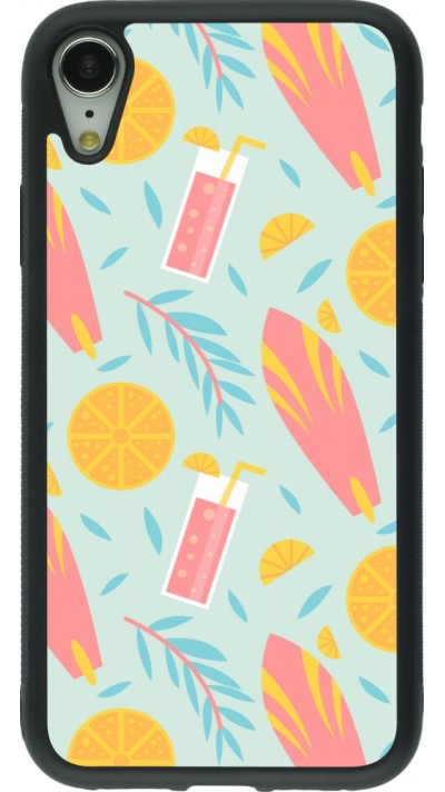 Coque iPhone XR - Silicone rigide noir Summer 2025 Pattern citron