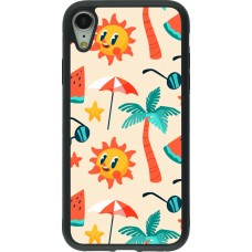 Coque iPhone XR - Silicone rigide noir Summer 2025 Pattern soleil
