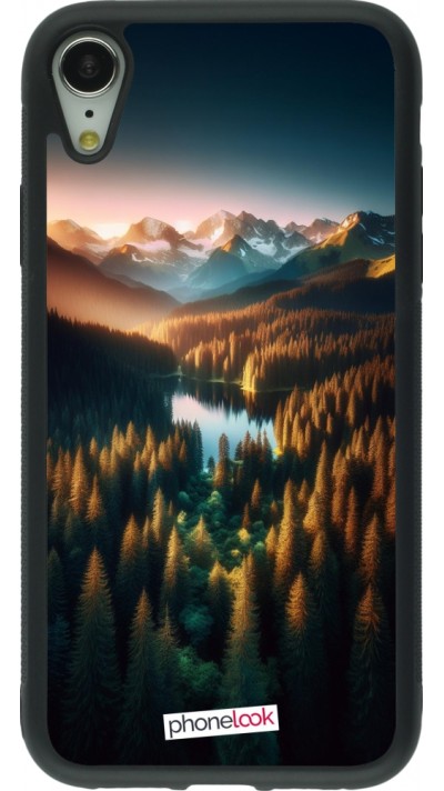 Coque iPhone XR - Silicone rigide noir Sunset Forest Lake