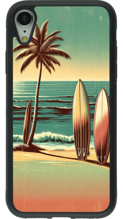 Coque iPhone XR - Silicone rigide noir Surf Paradise