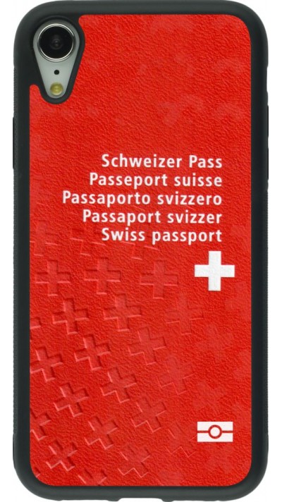 Coque iPhone XR - Silicone rigide noir Swiss Passport