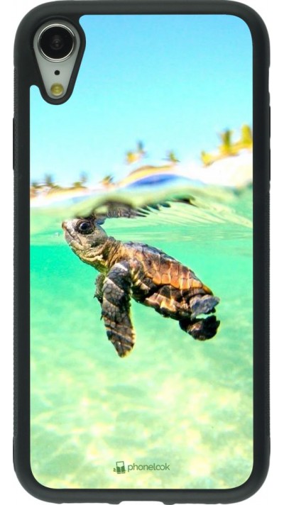 Coque iPhone XR - Silicone rigide noir Turtle Underwater
