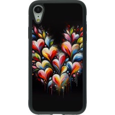 iPhone XR Case Hülle - Silikon schwarz Valentin 2024 Schwarzes Herz Abstrakt