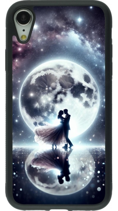 Coque iPhone XR - Silicone rigide noir Valentine 2024 Love under the moon