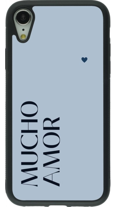 Coque iPhone XR - Silicone rigide noir Valentine 2024 mucho amor azul