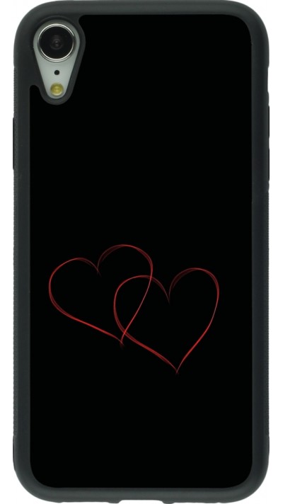 Coque iPhone XR - Silicone rigide noir Valentine 2023 attached heart