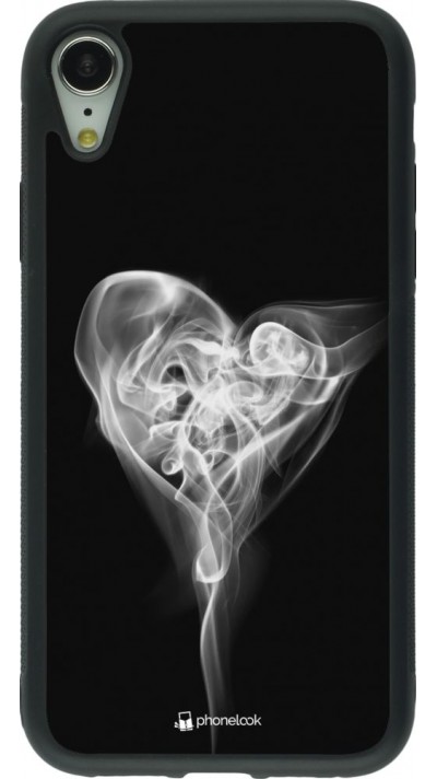 Coque iPhone XR - Silicone rigide noir Valentine 2022 Black Smoke