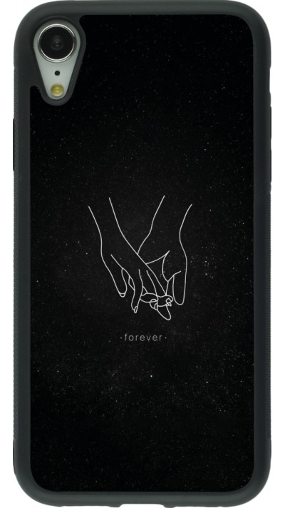 Coque iPhone XR - Silicone rigide noir Valentine 2023 hands forever
