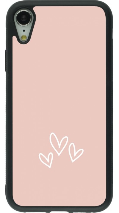 Coque iPhone XR - Silicone rigide noir Valentine 2023 three minimalist hearts