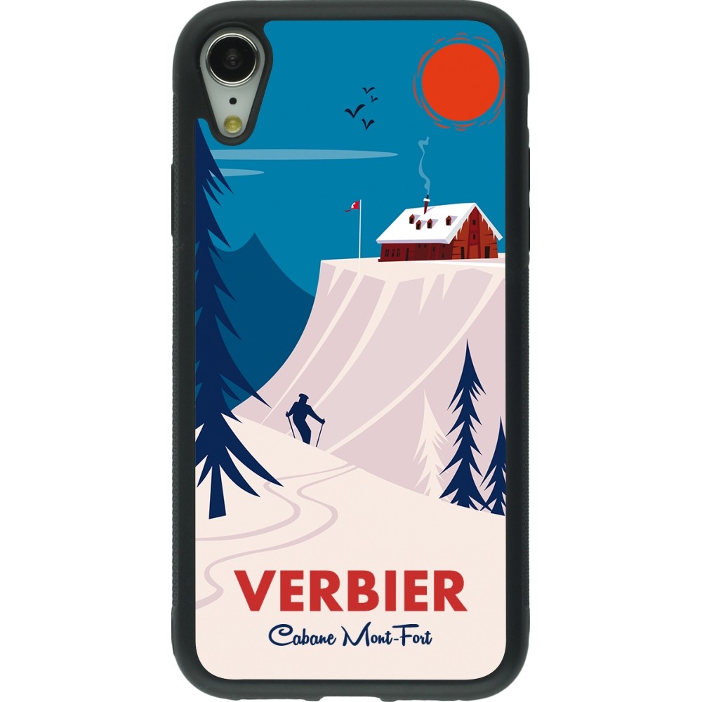 iPhone XR Case Hülle - Silikon schwarz Verbier Cabane Mont-Fort