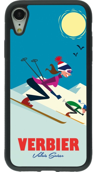 Coque iPhone XR - Silicone rigide noir Verbier Ski Downhill