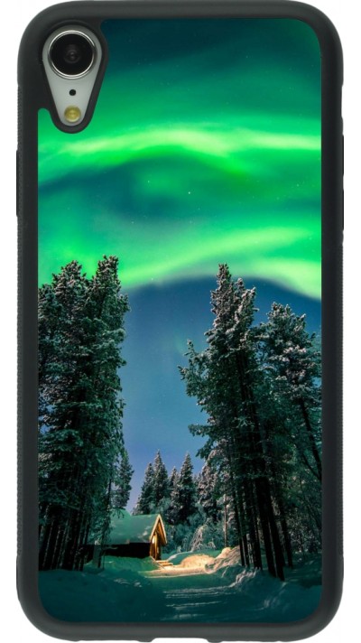 Coque iPhone XR - Silicone rigide noir Winter 22 Northern Lights