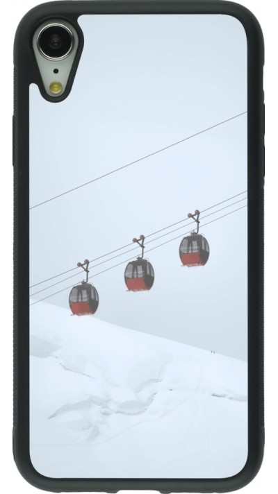 Coque iPhone XR - Silicone rigide noir Winter 22 ski lift