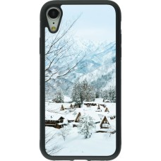 Coque iPhone XR - Silicone rigide noir Winter 25 Winter snowy landscape